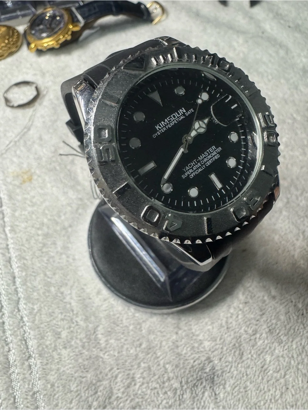 Kimsdun Yacht-Master Men's Black and Silver Watch